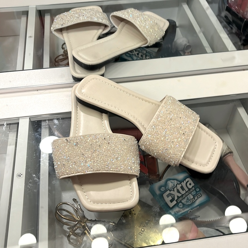 White sparkly sandels